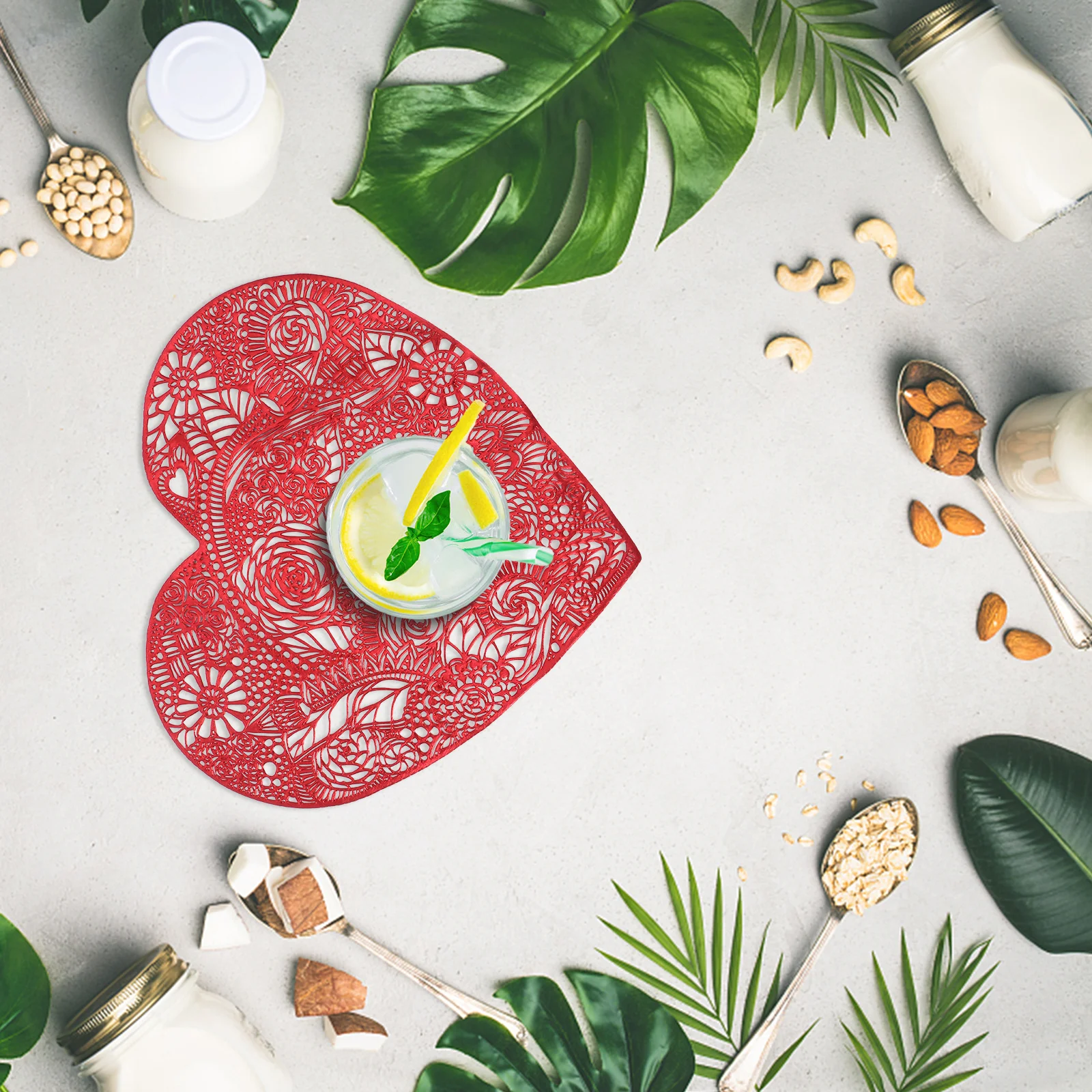 2Pcs Heart Shaped Rose Placemat Beautiful Table Decoration for Restaurant Cafe Party Reusable Stain Resistant Modern Dining
2Pcs Heart Shaped Rose Placemat Beautiful Table Decoration for Restaurant Cafe Party Reusable Stain Resistant Modern Dining