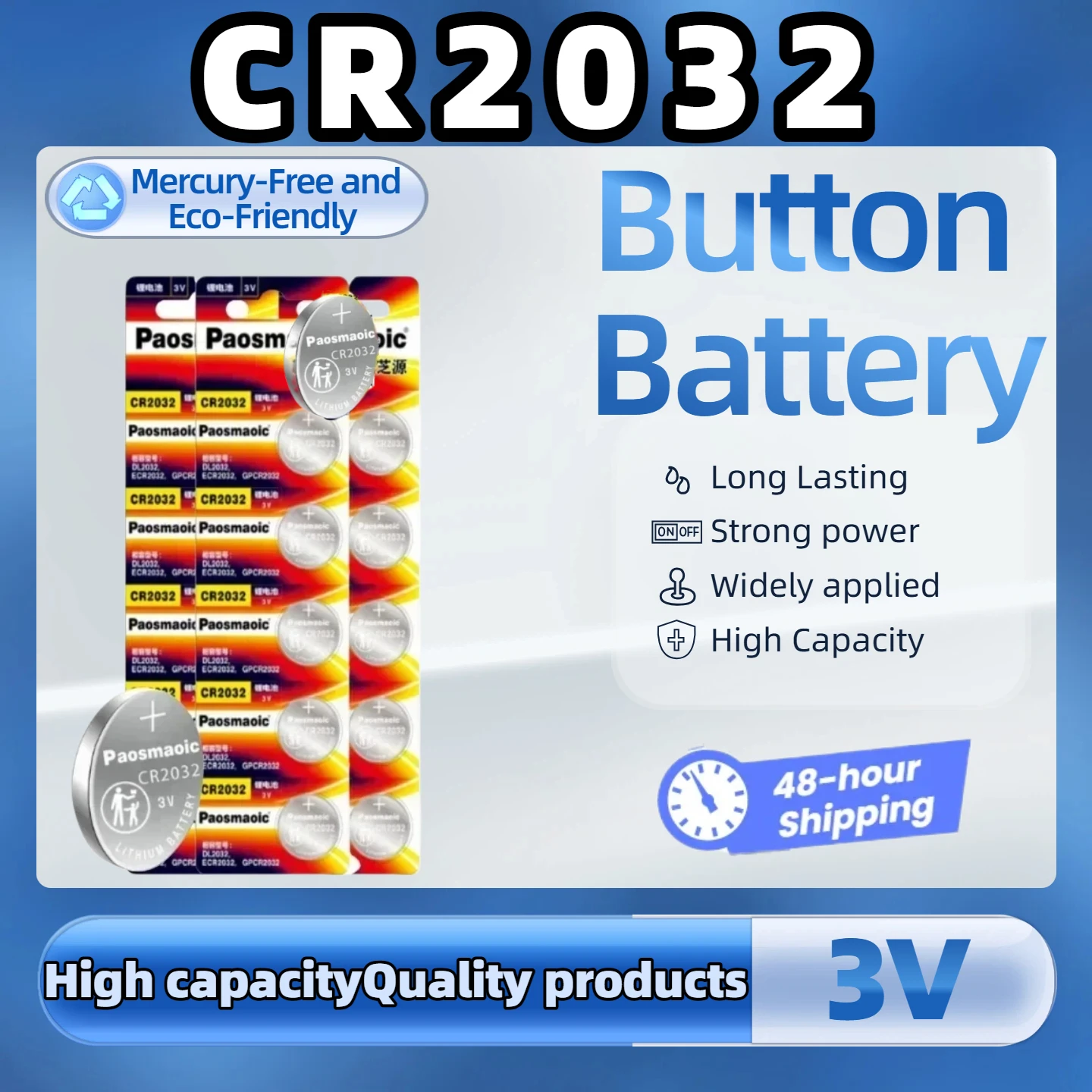 CR2032 DL2032 ECR2032 5004LC 3V Lithium Button Coin Cell Battery for Car Key Watch Toys Calculator Remote Control
CR2032 DL2032 ECR2032 5004LC 3V Lithium Button Coin Cell Battery for Car Key Watch Toys Calculator Remote Control