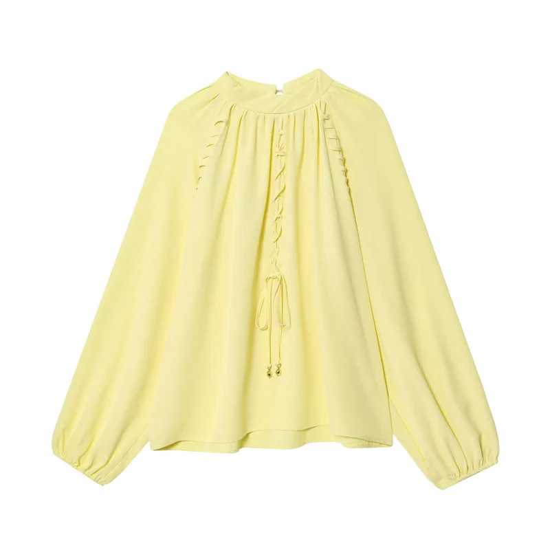 Fashionable Elegant Style Stand Collar Lantern Sleeve Tie Design Shirt Top
Fashionable Elegant Style Stand Collar Lantern Sleeve Tie Design Shirt Top