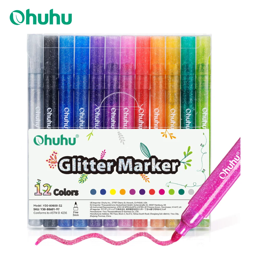 Ohuhu Glitter Metallic Marker Pens Glitter Colors Markers Fine Point Tip Water-based Metallic Shimmer Markers for DIY Drawing
Ohuhu Glitter Metallic Marker Pens Glitter Colors Markers Fine Point Tip Water-based Metallic Shimmer Markers for DIY Drawing
