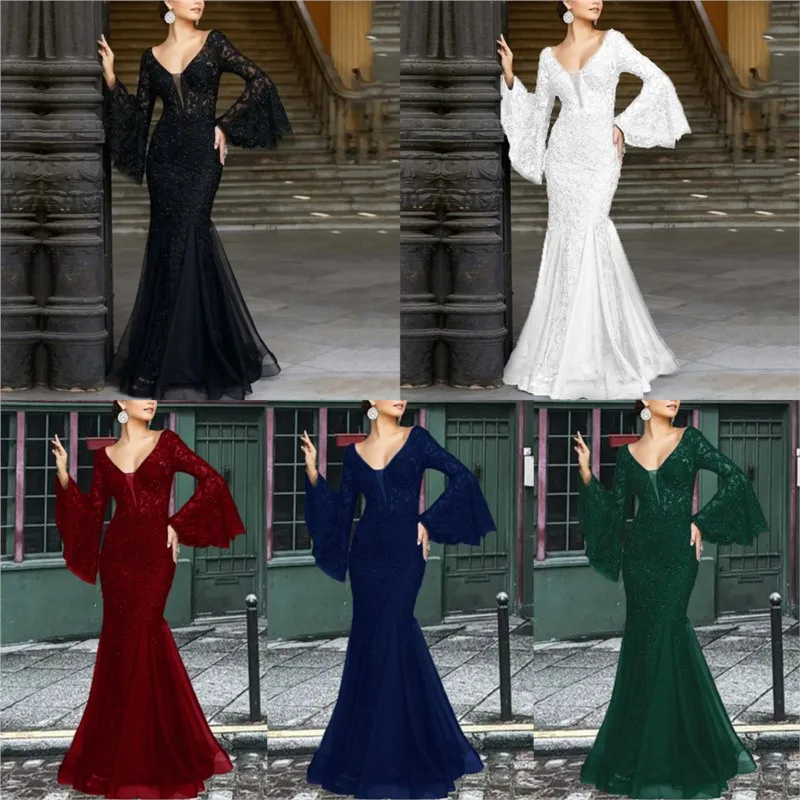 New elegant and form-fitting long fishtail dress for banquets
New elegant and form-fitting long fishtail dress for banquets