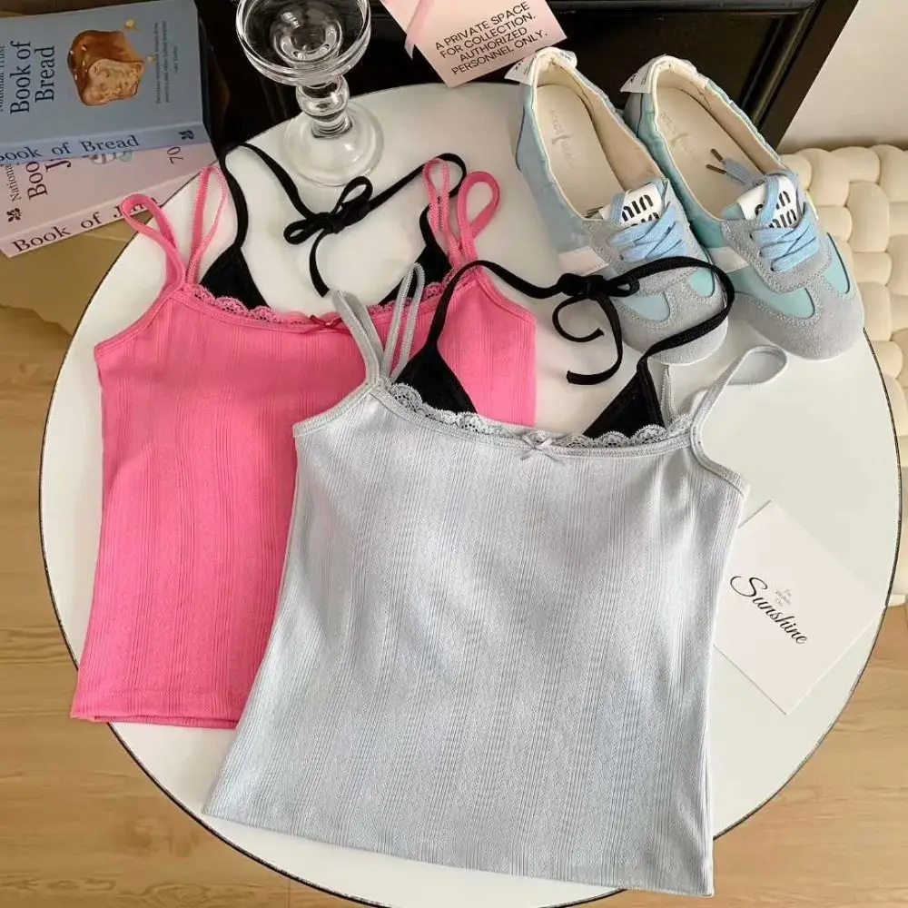Sweet Sleeveless Lace Trim Camisole Slim Underwear Tie Back Camisole Top With Padded Cups Short Vest Daily Use
Sweet Sleeveless Lace Trim Camisole Slim Underwear Tie Back Camisole Top With Padded Cups Short Vest Daily Use