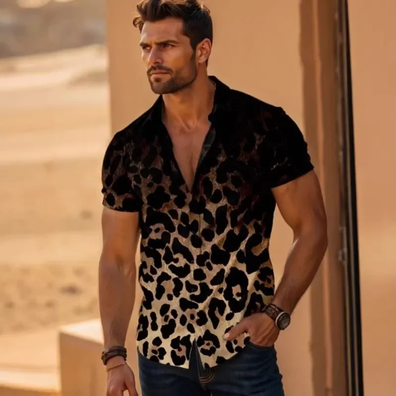 Leopard Print Patchwork 3D Digital Print Men Summer Short Sleeve Casual Shirt Tops
Leopard Print Patchwork 3D Digital Print Men Summer Short Sleeve Casual Shirt Tops