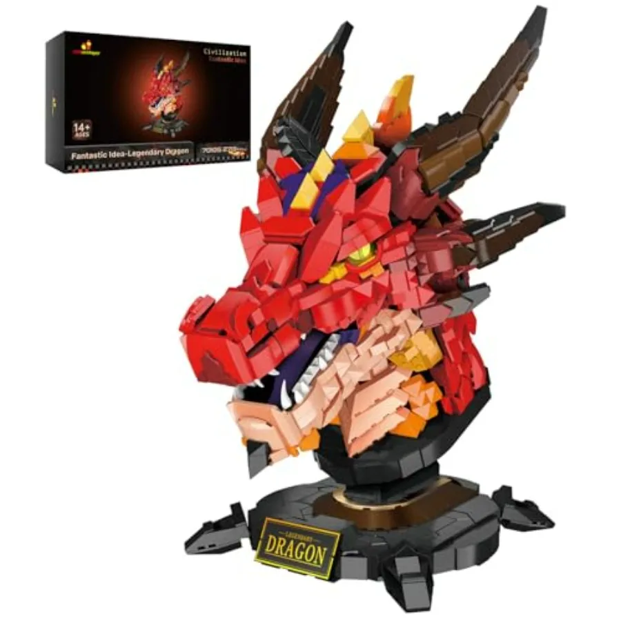 Набор JMBricklayer Dragon Set для взрослых 70105: Крутая модель головы дракона из строительных блоков, красно-золотая, коллекционный декор
Набор JMBricklayer Dragon Set для взрослых 70105: Крутая модель головы дракона из строительных блоков, красно-золотая, коллекционный декор