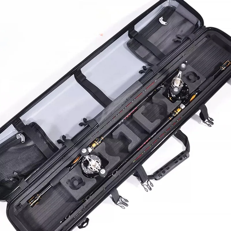 Hard Shell Raft Fishing Rod Bag, Reel-On Storage for Bridge & Baitcasting, Portable Hard Case for Raft Gear with Reel Attached
Hard Shell Raft Fishing Rod Bag, Reel-On Storage for Bridge & Baitcasting, Portable Hard Case for Raft Gear with Reel Attached