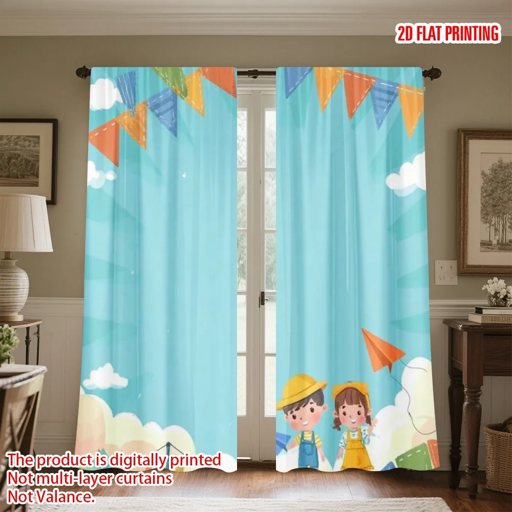 2D flat printing 2pcs Curtain Window Curtains Children Flying Paper Airplane Digital Printed Polyester Drapes Festive Wall Decor
2D flat printing 2pcs Curtain Window Curtains Children Flying Paper Airplane Digital Printed Polyester Drapes Festive Wall Decor