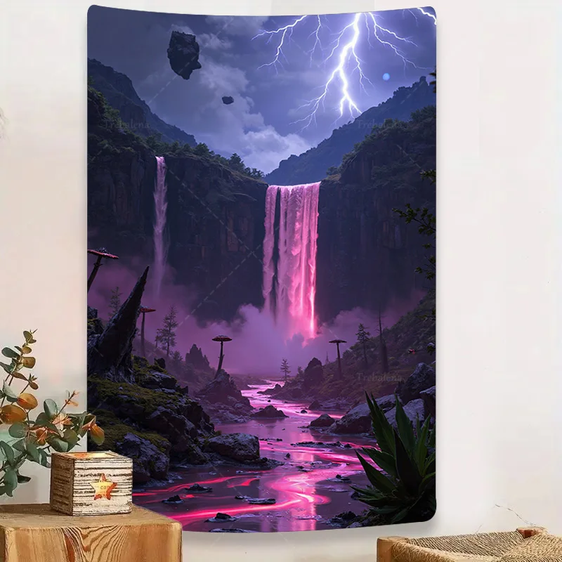 1pc Wall Tapestry "Futuristic Purple Waterfall Tapestry with Lightning Sky and Floating Rocks"
1pc Wall Tapestry "Futuristic Purple Waterfall Tapestry with Lightning Sky and Floating Rocks"