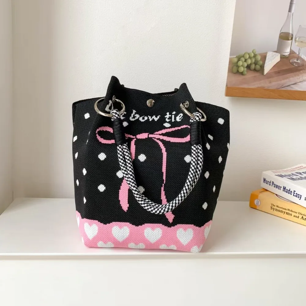 Cute Cat Knitted Tote Bag Bear Bow Cartoon Knitted Handbag Star Weave Wool Bucket Bag Shopping Bags
Cute Cat Knitted Tote Bag Bear Bow Cartoon Knitted Handbag Star Weave Wool Bucket Bag Shopping Bags