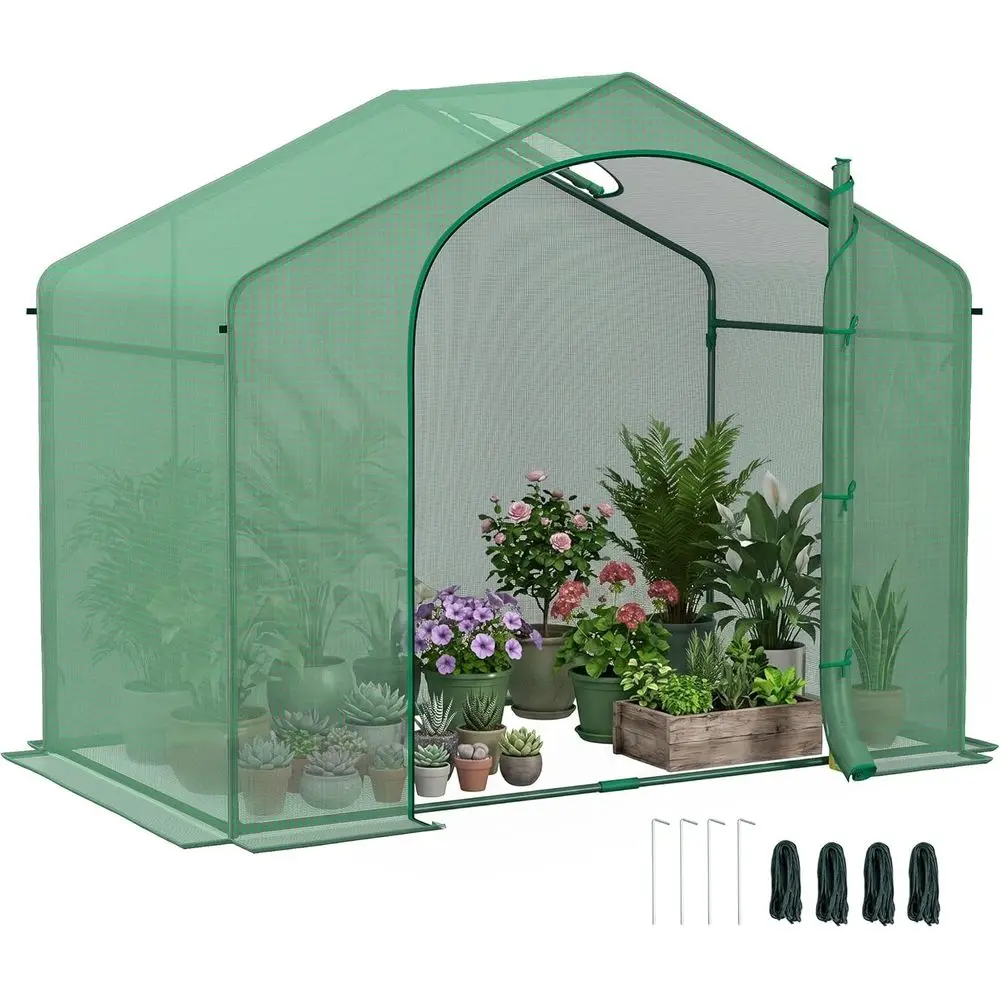 6' x 3' x 5' Portable Walk-in Greenhouse with PE Cover, Zipper Door, and Ventilation for Growing Vegetables, Saplings, and Tropi
6' x 3' x 5' Portable Walk-in Greenhouse with PE Cover, Zipper Door, and Ventilation for Growing Vegetables, Saplings, and Tropi