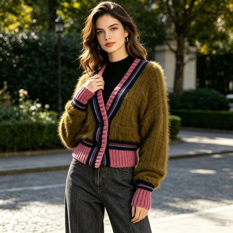 Ladies Women Autumn Winter Colored Hairy Angora Rabbit Hair V-Neck Long Sleeves Crop Top Loose Cardigans Sweater Jacket Coat Top
Ladies Women Autumn Winter Colored Hairy Angora Rabbit Hair V-Neck Long Sleeves Crop Top Loose Cardigans Sweater Jacket Coat Top