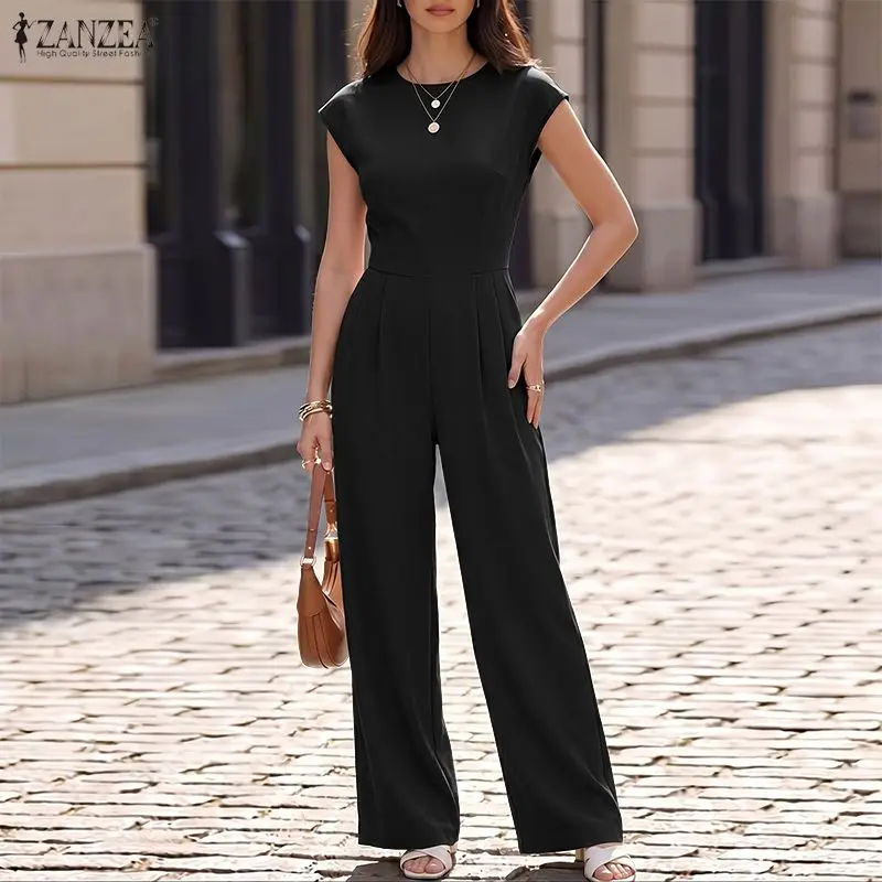 ZANZEA 2026 Summer Rompers Fashion Women Jumpsuits O Neck Short Sleeve Playsuit Elegant Solid Wide Leg OL Work Overalls Trousers
ZANZEA 2026 Summer Rompers Fashion Women Jumpsuits O Neck Short Sleeve Playsuit Elegant Solid Wide Leg OL Work Overalls Trousers