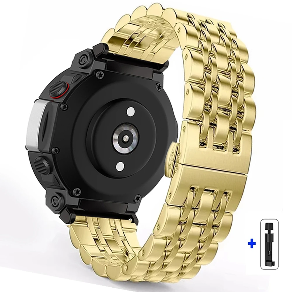 For Huami Amazfit T-Rex 2 Seven-bead Stainless Steel Watch Band with Butterfly Clasp - Gold
For Huami Amazfit T-Rex 2 Seven-bead Stainless Steel Watch Band with Butterfly Clasp - Gold