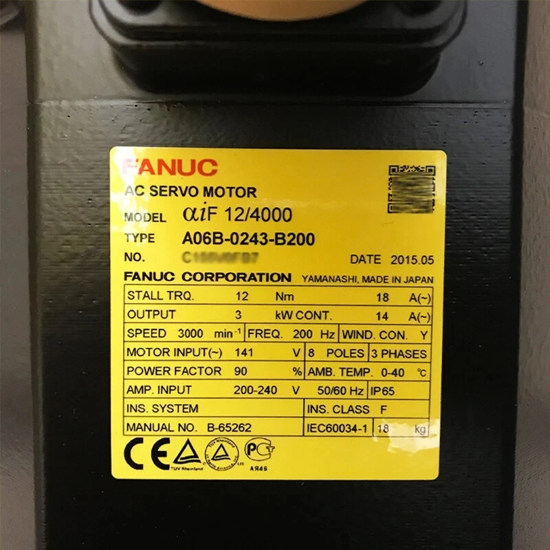 Fanuc A06B-0243-B200 Servo Motor Tested ok Expedited Delivery
Fanuc A06B-0243-B200 Servo Motor Tested ok Expedited Delivery