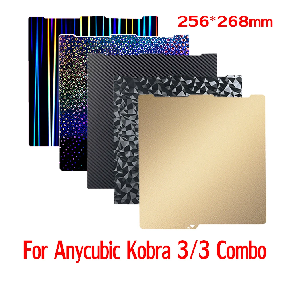 Плита PEO PEI PET для Anycubi Kobra 3, сборная пластина Kobra 3, комбинированный лист 256x268, лист пружинной стали для Anycubic Kobra 3, пластина PEI