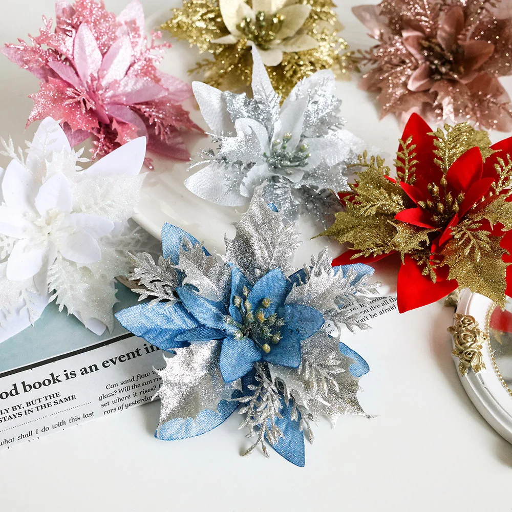 6Pcs 13cm Glitter Artifical Christmas Flowers Christmas Tree Decoration Happy New Year Ornaments Xmas Fake Flowers natal
6Pcs 13cm Glitter Artifical Christmas Flowers Christmas Tree Decoration Happy New Year Ornaments Xmas Fake Flowers natal