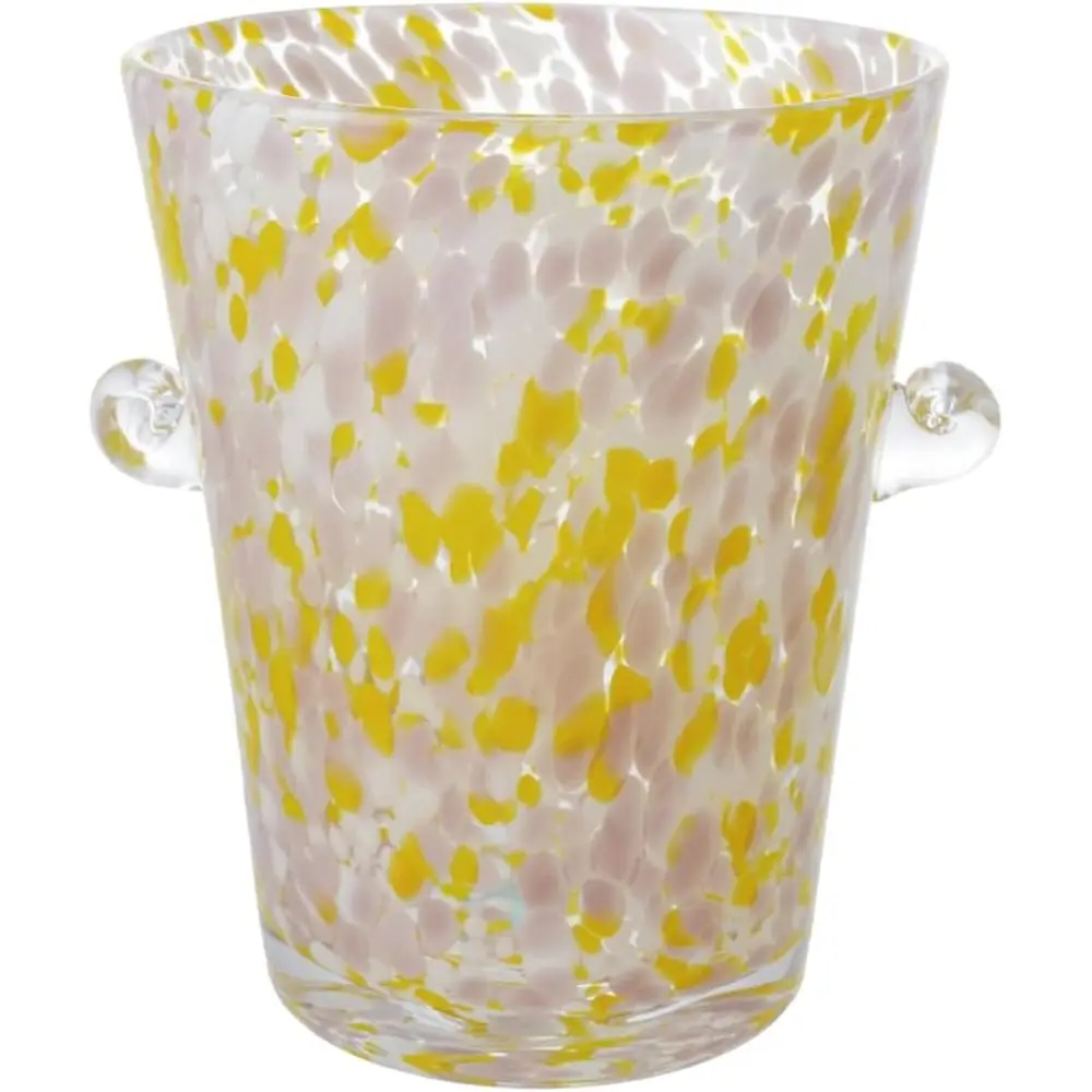 Creative Co-Op 2 Quart Hand-Blown Conetti Glass Ice Bucket with Handles, Yellow, Pink and White
Creative Co-Op 2 Quart Hand-Blown Conetti Glass Ice Bucket with Handles, Yellow, Pink and White