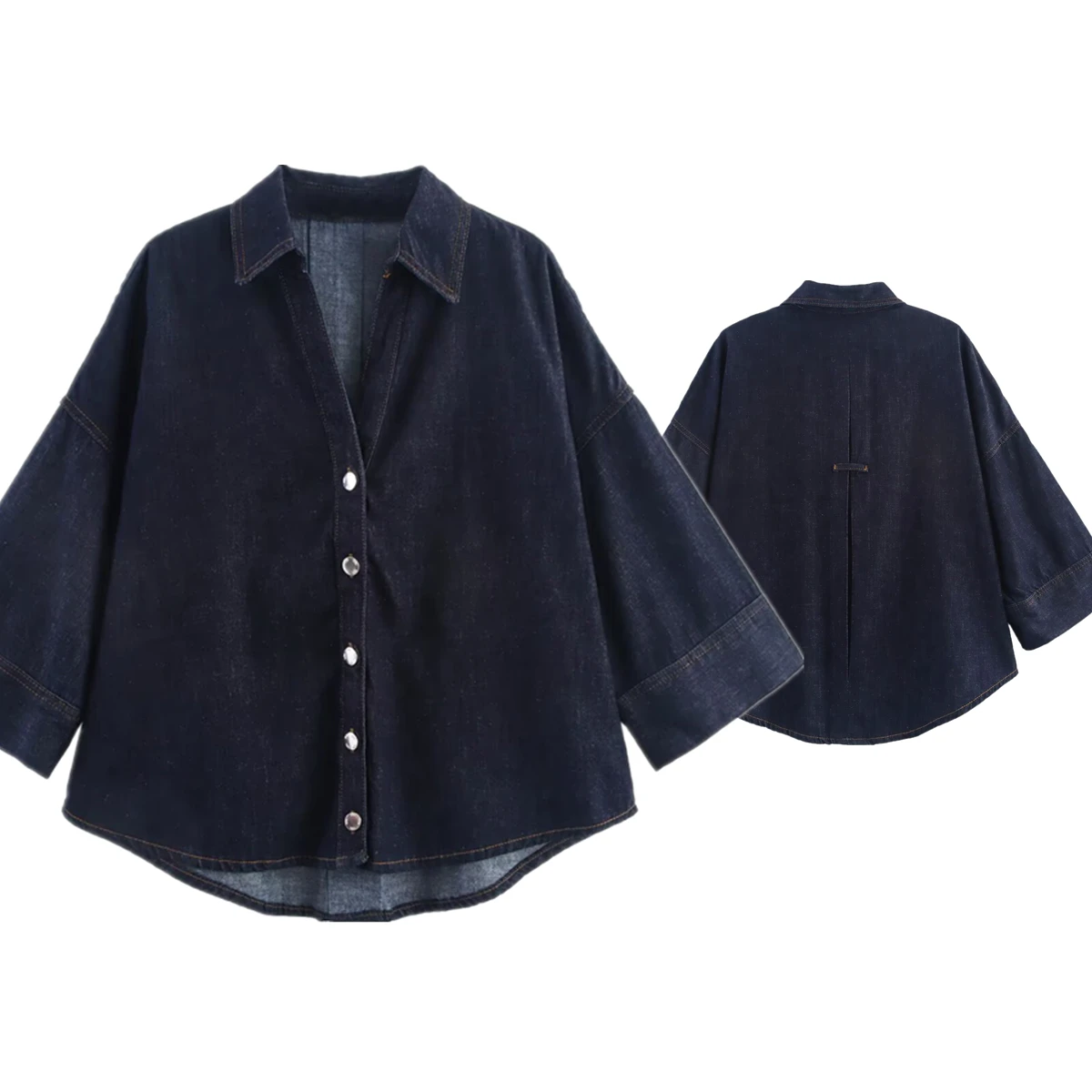 Withered British Fashion Blouse Women's Denim Shirt Autumn Long Sleeve Loose Shirt Top
Withered British Fashion Blouse Women's Denim Shirt Autumn Long Sleeve Loose Shirt Top