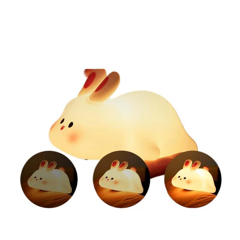 Big Face Rabbit Silicone Night Light, with timing, voice control, clap induction, and dimmable features
Big Face Rabbit Silicone Night Light, with timing, voice control, clap induction, and dimmable features