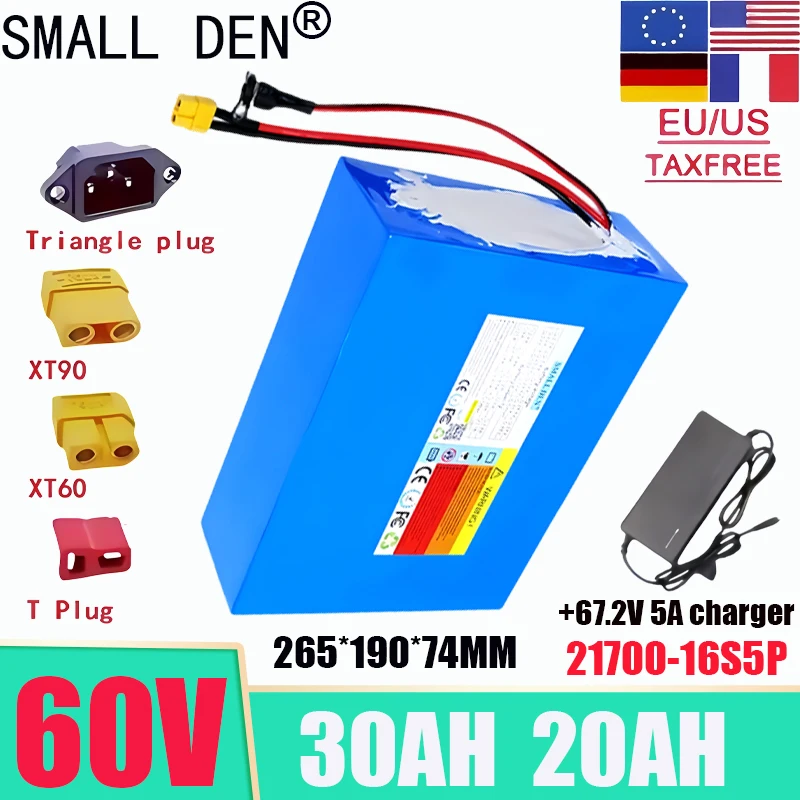 60V 30Ah 20Ah 21700 16S6P lithium battery pack built-in BMS 0-2500W motor high-power rechargeable battery pack tax-free
60V 30Ah 20Ah 21700 16S6P lithium battery pack built-in BMS 0-2500W motor high-power rechargeable battery pack tax-free