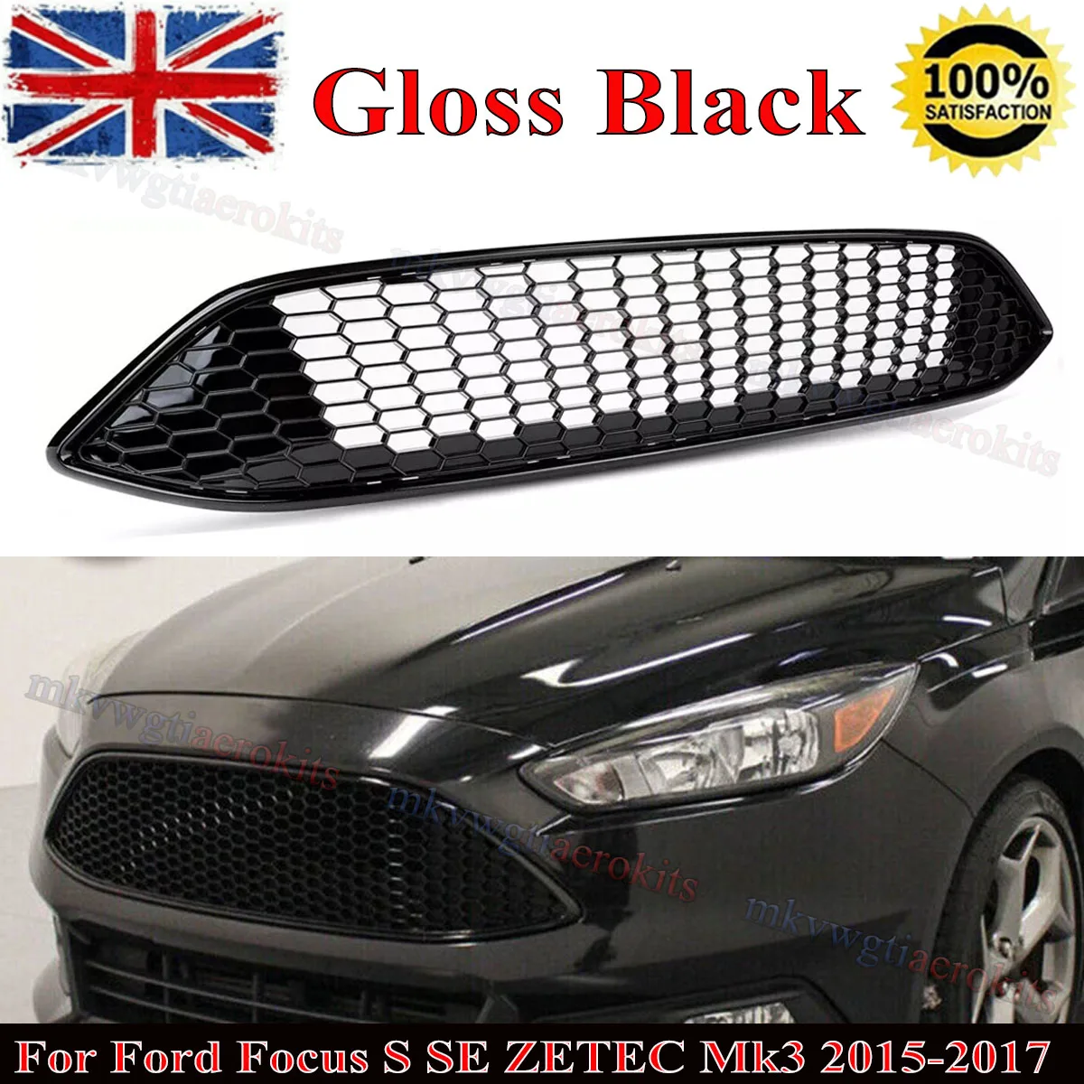 Front Upper Center Grille Honeycomb Compatible with Ford Focus S SE ZETEC 2015-2017 Gloss Black Air Inlet Mesh Grill Aftermarket
Front Upper Center Grille Honeycomb Compatible with Ford Focus S SE ZETEC 2015-2017 Gloss Black Air Inlet Mesh Grill Aftermarket