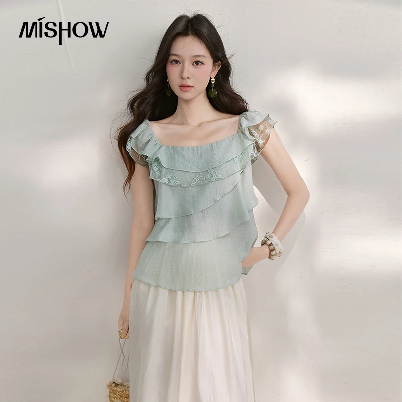 MISHOW Women's Sweet Square Neck Blouses 2026 Summer Lace Embroidery Irregular Ruffle Blouse Elegant Blend Fabric Top MXF29X2726
MISHOW Women's Sweet Square Neck Blouses 2026 Summer Lace Embroidery Irregular Ruffle Blouse Elegant Blend Fabric Top MXF29X2726