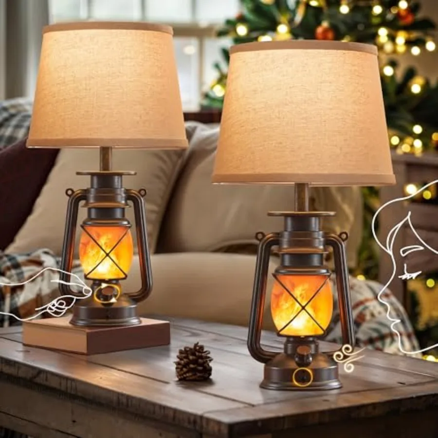 18.72" Blow-Controlled LED Lantern Flickering Flame Table Lamps for Bedrooms Set of 2, Small Farmhouse Rustic Bronze End Table
18.72" Blow-Controlled LED Lantern Flickering Flame Table Lamps for Bedrooms Set of 2, Small Farmhouse Rustic Bronze End Table