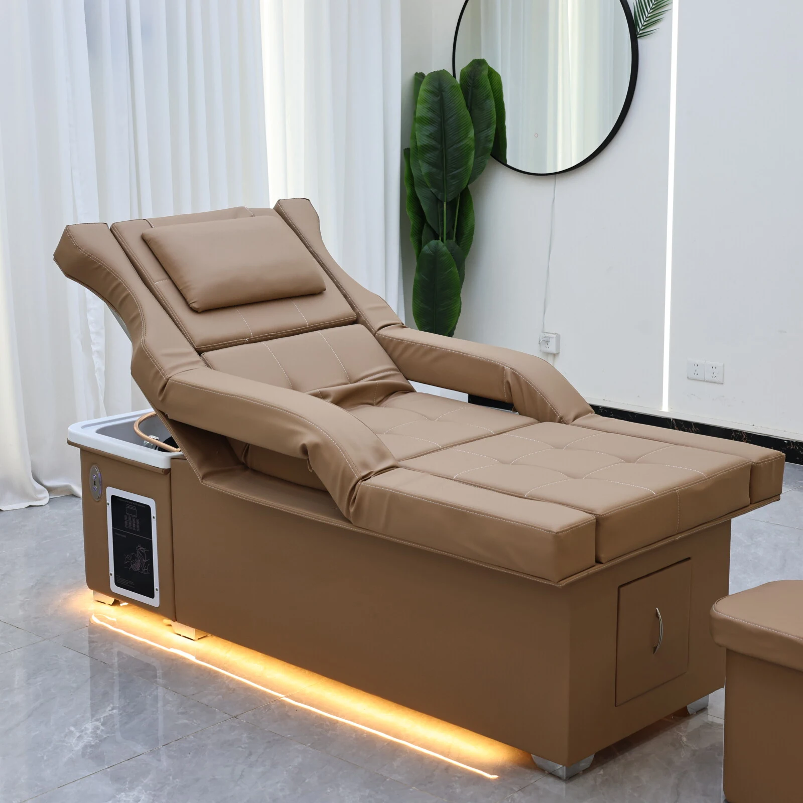 Electric lifting head hair treatment bed with foot bath two in one, water circulation hair care fumigation, luxurious khaki SPA
Electric lifting head hair treatment bed with foot bath two in one, water circulation hair care fumigation, luxurious khaki SPA