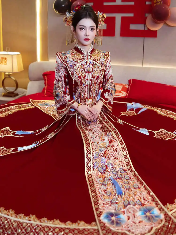 Xiuhe Костюм Новая Невеста Красное Свадебное Платье Китайский Высококачественный Верхний Костюм Тонкий Тост Костюм Свадебный Костюм Дракон Феникс Пальто
Xiuhe Костюм Новая Невеста Красное Свадебное Платье Китайский Высококачественный Верхний Костюм Тонкий Тост Костюм Свадебный Костюм Дракон Феникс Пальто