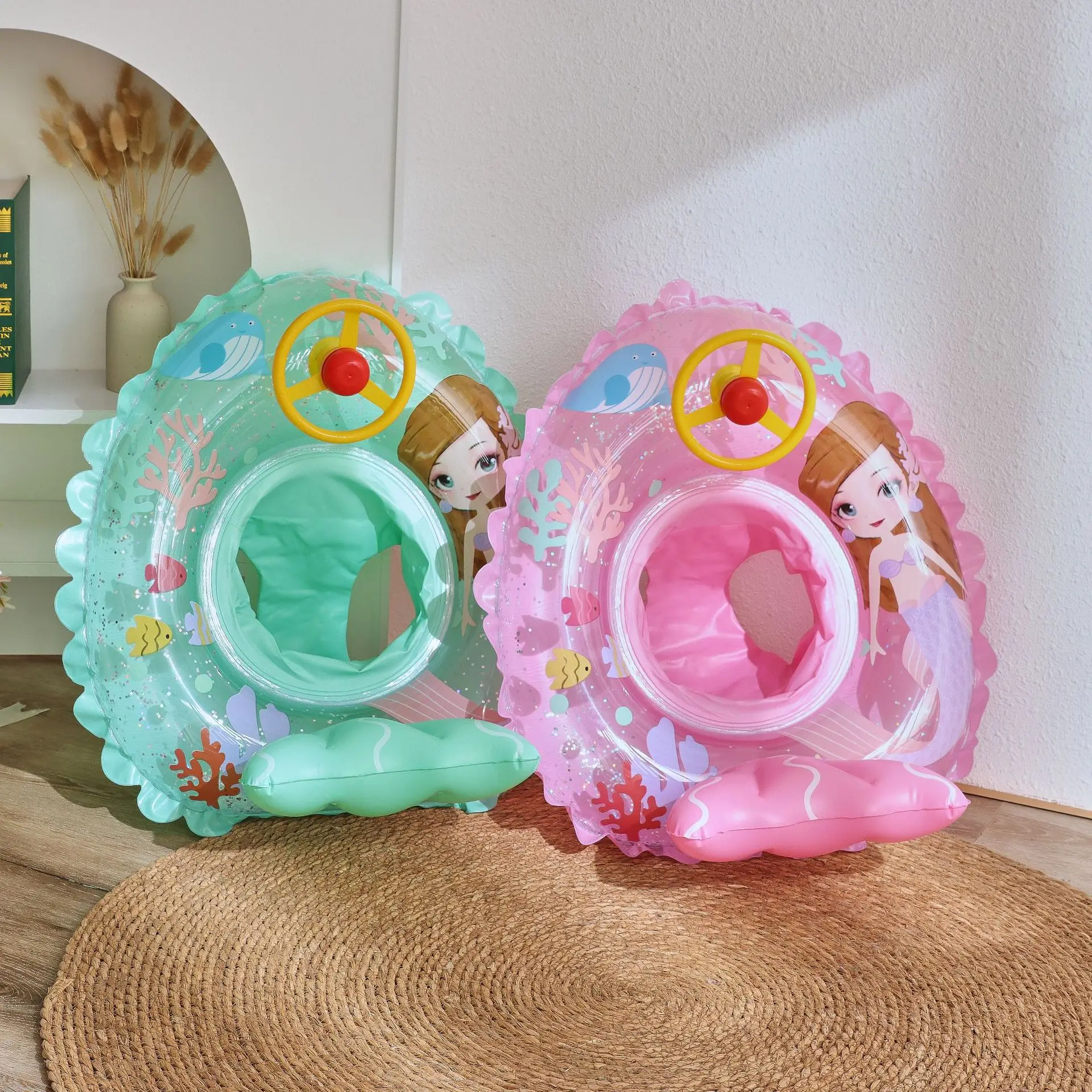 Cartoon Mermaid Infant Float Pool Swimming Ring Inflatable Circle Baby Seat with Steering Wheel Summer Beach Party Pool Toys
Cartoon Mermaid Infant Float Pool Swimming Ring Inflatable Circle Baby Seat with Steering Wheel Summer Beach Party Pool Toys