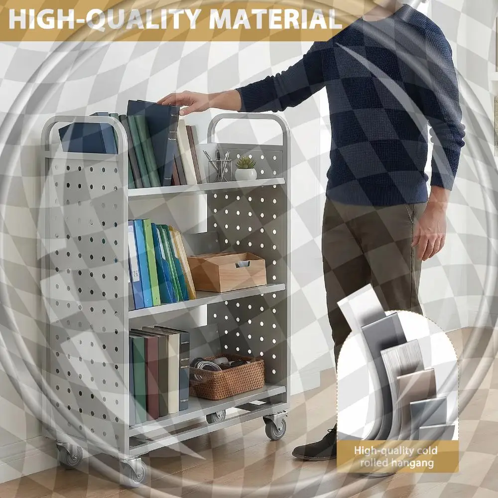 Rolling Book Cart Slanted Single Sided Archive Storage Cart with Swivel Lockable Casters for Library Office Archive Room
Rolling Book Cart Slanted Single Sided Archive Storage Cart with Swivel Lockable Casters for Library Office Archive Room