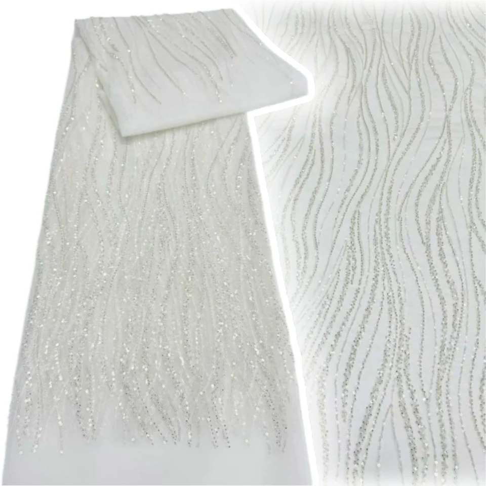African Beaded Sequin Lace Fabric High Quality French Tulle Lace Fabric Nigerian Ladies Wedding Party Evening Dress 5 Yards 2333
African Beaded Sequin Lace Fabric High Quality French Tulle Lace Fabric Nigerian Ladies Wedding Party Evening Dress 5 Yards 2333
