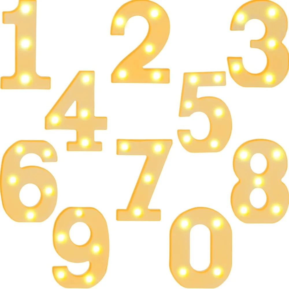 10 Pieces Decorative LED Light up Number Letters White Plastic Marquee Number Light up Sign for Night Wedding Party Decor Birthd
10 Pieces Decorative LED Light up Number Letters White Plastic Marquee Number Light up Sign for Night Wedding Party Decor Birthd