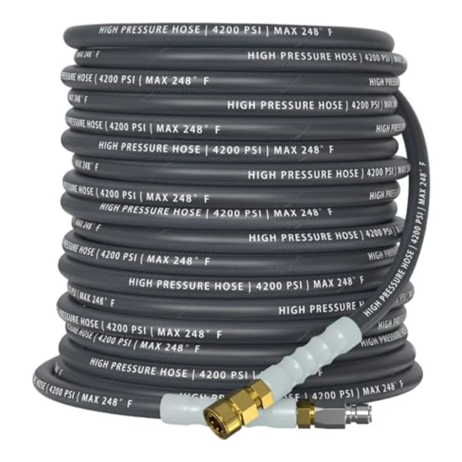 QC Installed Pressure Washer Hose 50 Feet 4200 PSI Flexible and Kink-Resistant Steel-Braided and Durable Power Washer Hose with
QC Installed Pressure Washer Hose 50 Feet 4200 PSI Flexible and Kink-Resistant Steel-Braided and Durable Power Washer Hose with