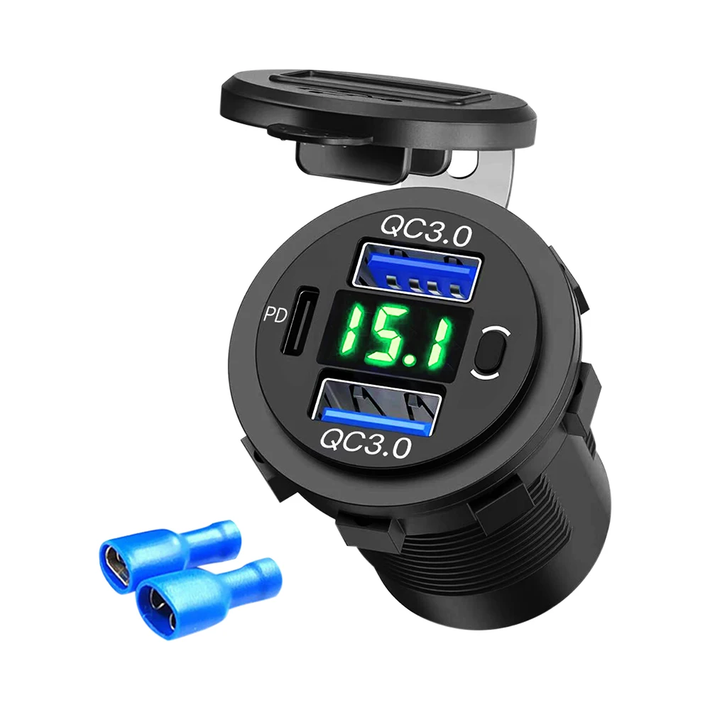 60W PD Dual QC 3.0 USB Charger with Digital Voltmeter Switch Socket Power Outlet Adapter Waterproof 12V 24V Car Truck Motorcycle
60W PD Dual QC 3.0 USB Charger with Digital Voltmeter Switch Socket Power Outlet Adapter Waterproof 12V 24V Car Truck Motorcycle