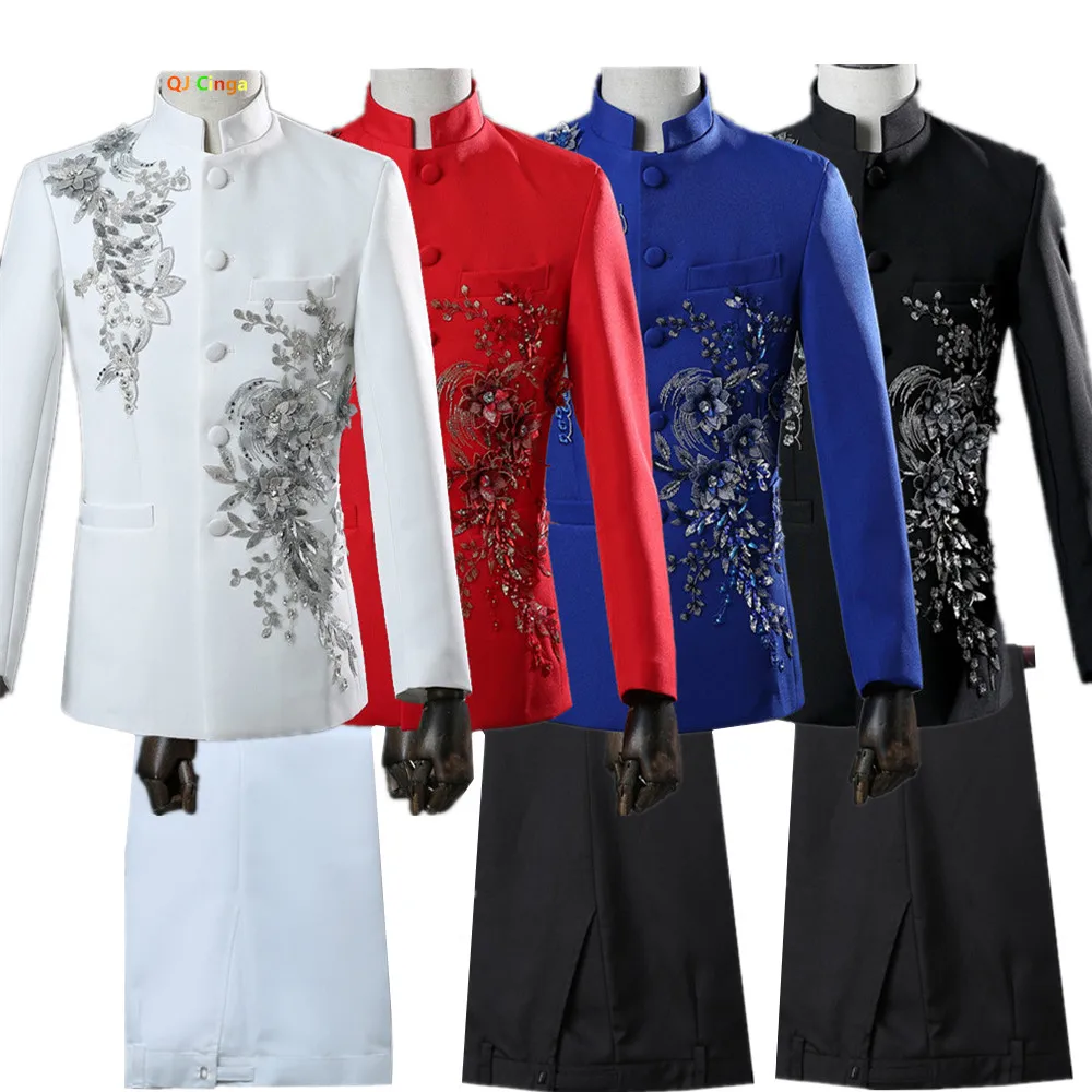 Chinese-style White Men's Two-piece Suit, Red Single-breasted Stand-up Collar Jacket Paired with Trousers.Asian Sizes S-XXXL
Chinese-style White Men's Two-piece Suit, Red Single-breasted Stand-up Collar Jacket Paired with Trousers.Asian Sizes S-XXXL