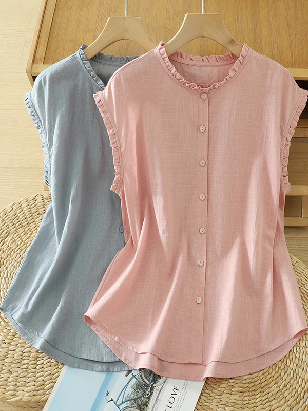 Ele Cotton Linen Svel irt Women's Summer New Sle Age-Defng Gauze irt Chic Top round Ne Button Closure
Ele Cotton Linen Svel irt Women's Summer New Sle Age-Defng Gauze irt Chic Top round Ne Button Closure