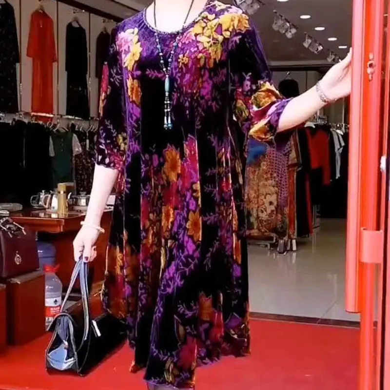 Vintage Broken Flowers Midi Dress Summer Loose Straight Women's Clothing Commute Korean Half Sleeve Casual Round Neck Dresses
Vintage Broken Flowers Midi Dress Summer Loose Straight Women's Clothing Commute Korean Half Sleeve Casual Round Neck Dresses