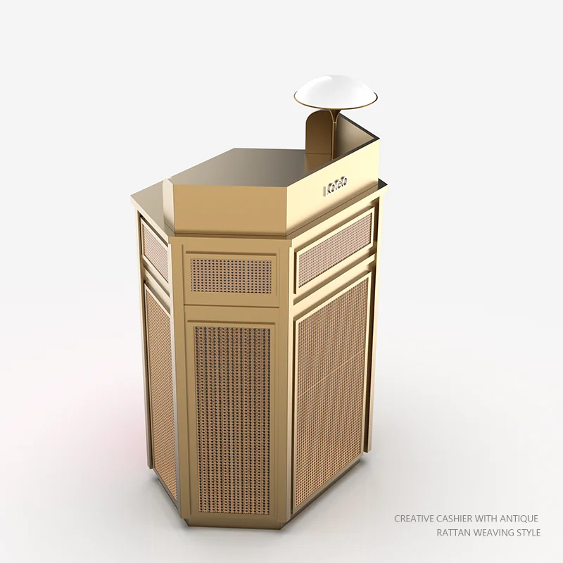 Welcome desk Reception desk, simple modern restaurant checkout page Hexagonal rattan stainless steel checkout page customization
Welcome desk Reception desk, simple modern restaurant checkout page Hexagonal rattan stainless steel checkout page customization