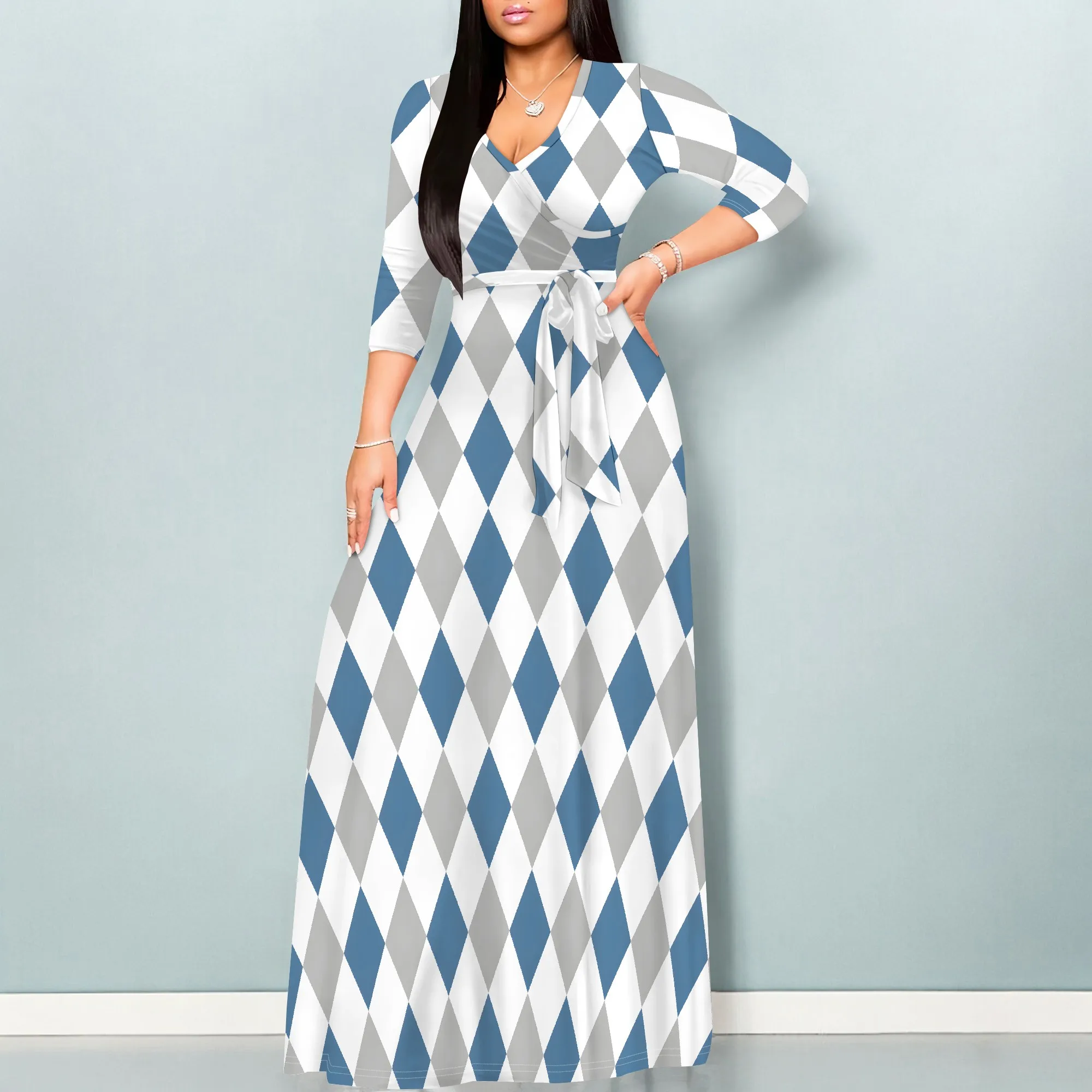 Women's Pullover Sexy V Neck 3/4 Sleeve Loose Long Dress for Women Fashion Printed Summer Casual Maxi Dresses
Women's Pullover Sexy V Neck 3/4 Sleeve Loose Long Dress for Women Fashion Printed Summer Casual Maxi Dresses