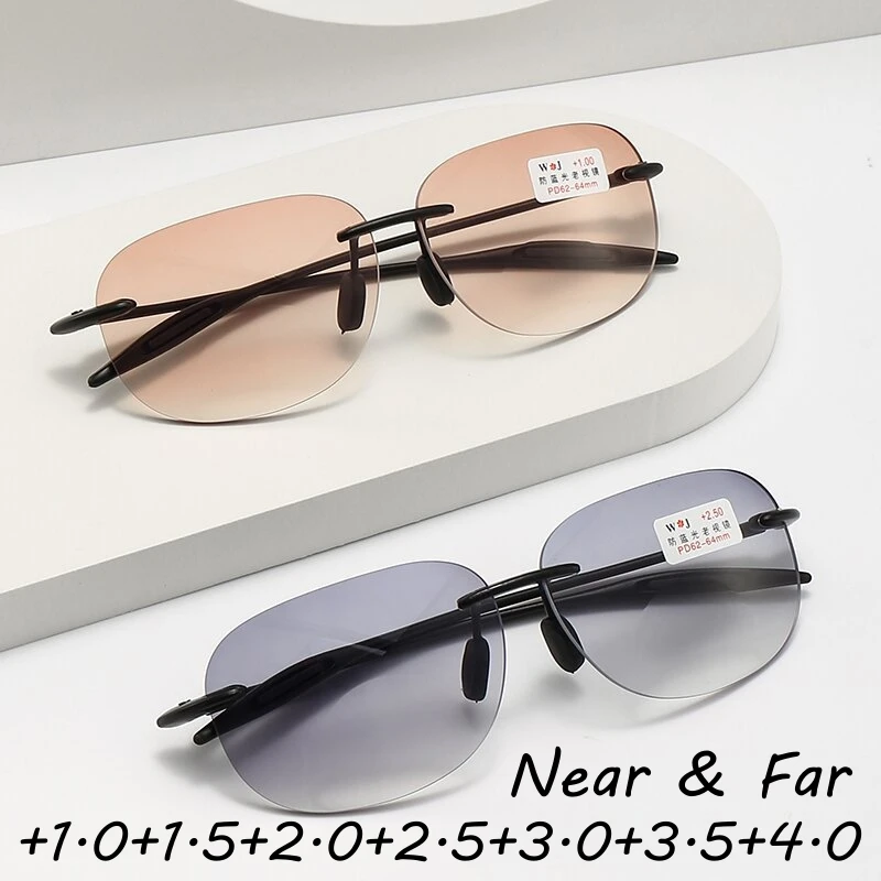 Ultralight Blue Light Blocking Bifocal Reading Glasses Men Women Rimless UV400 Shades Sunglasses Unisex Vintage Near Far Glasses
Ultralight Blue Light Blocking Bifocal Reading Glasses Men Women Rimless UV400 Shades Sunglasses Unisex Vintage Near Far Glasses