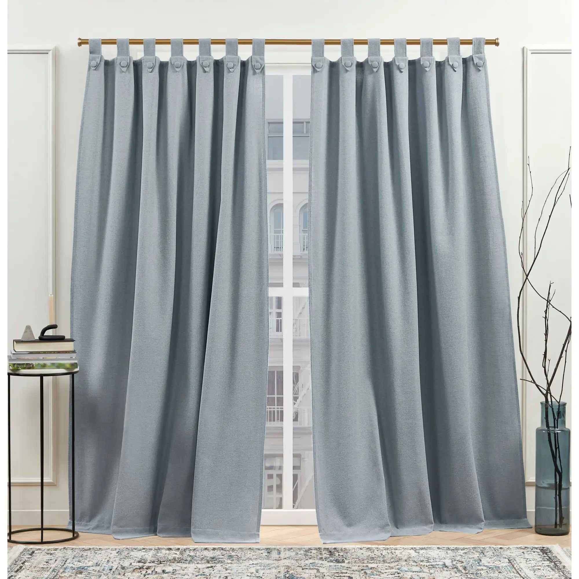 New York Peterson Cotton Blend Tuxedo Tab Top Light Filtering Curtain Panels, 54X 96, Slate Blue, Set of 2
New York Peterson Cotton Blend Tuxedo Tab Top Light Filtering Curtain Panels, 54X 96, Slate Blue, Set of 2