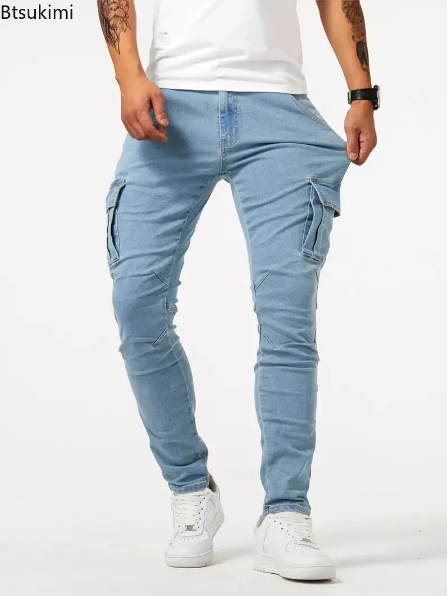 New Men's Solid Jeans Fashion Multi-pocket Design Slim Mid Waist Denim Cargo Pants Elastic Casual Long Pants Men Jogger Trousers
New Men's Solid Jeans Fashion Multi-pocket Design Slim Mid Waist Denim Cargo Pants Elastic Casual Long Pants Men Jogger Trousers