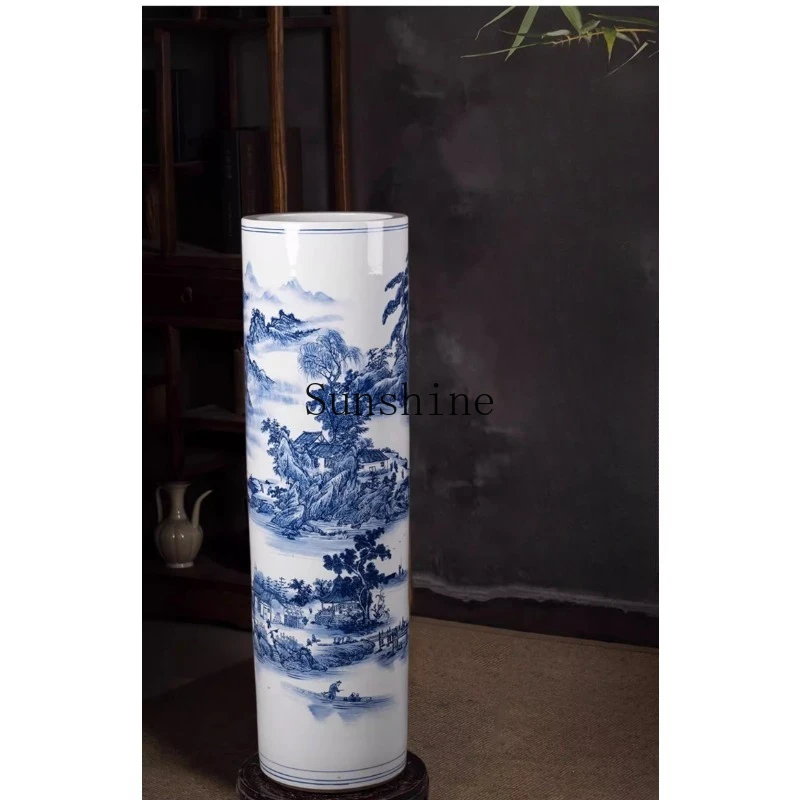 New Chinese blue and white porcelain ornament, living room TV cabinet floor decoration
New Chinese blue and white porcelain ornament, living room TV cabinet floor decoration