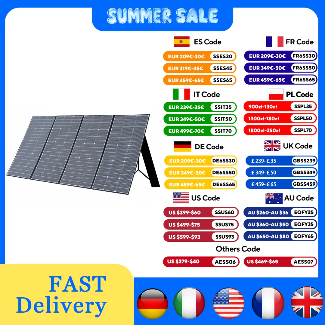 ALLPOWERS Foldable Solar Panel 400W / 200W / 140W / 100W / 60W Solar Charger with Solar Output for Power Station Solar Generator
ALLPOWERS Foldable Solar Panel 400W / 200W / 140W / 100W / 60W Solar Charger with Solar Output for Power Station Solar Generator