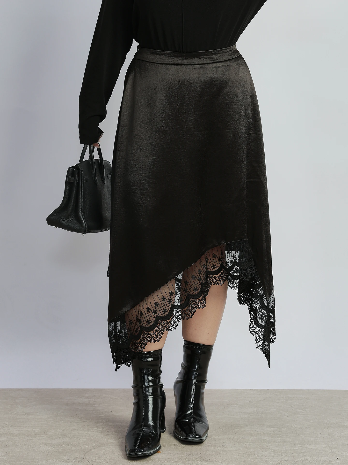 Женская асимметричная атласная юбка больших размеров с высокой талией и кружевной отделкой, весенняя повседневная корейская юбка-миди А-силуэта
Женская асимметричная атласная юбка больших размеров с высокой талией и кружевной отделкой, весенняя повседневная корейская юбка-миди А-силуэта