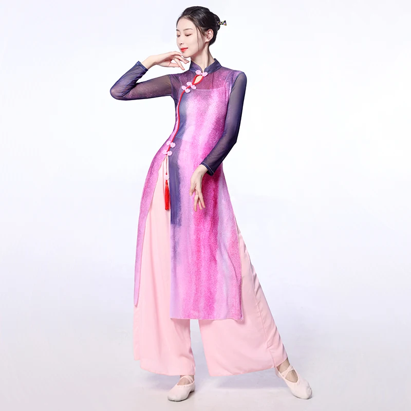 Summer Classical Dance Performance Clothes Women Chinese Style Body Rhyme Floating Yarn Cheongsam Modern Fan Dance Clothes Women
Summer Classical Dance Performance Clothes Women Chinese Style Body Rhyme Floating Yarn Cheongsam Modern Fan Dance Clothes Women