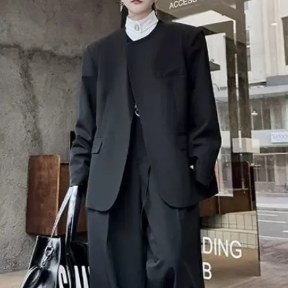 Men Vintage Minimalist Collarless Blazer Oversized Loose Fit Casual Suit Jacket Korean Fashion Coat 2026 New
Men Vintage Minimalist Collarless Blazer Oversized Loose Fit Casual Suit Jacket Korean Fashion Coat 2026 New