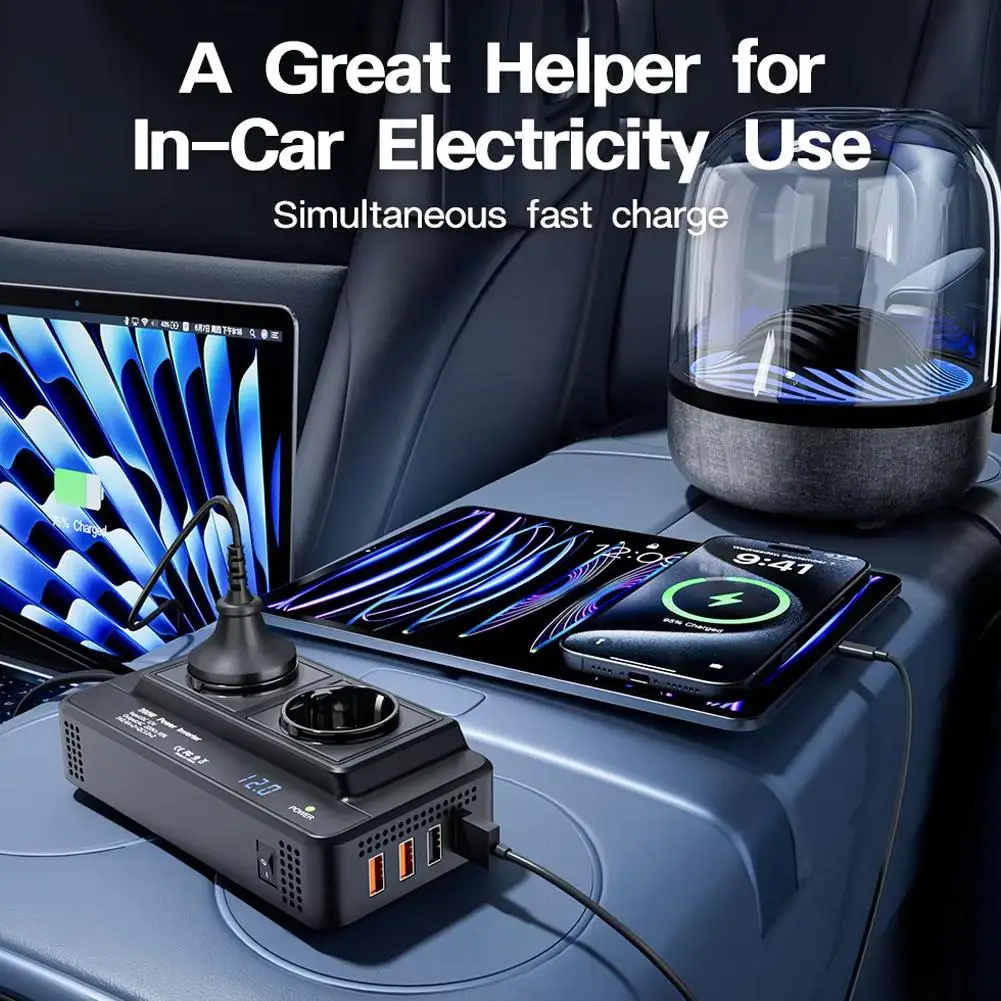 Автомобильный инвертор переменного тока мощностью 200 Вт, преобразователь переменного тока от 12 В до 220 В с двумя розетками переменного тока и 4 портами USB Qc3.0, быстрая зарядка для всех транспортных средств B3v8
Автомобильный инвертор переменного тока мощностью 200 Вт, преобразователь переменного тока от 12 В до 220 В с двумя розетками переменного тока и 4 портами USB Qc3.0, быстрая зарядка для всех транспортных средств B3v8