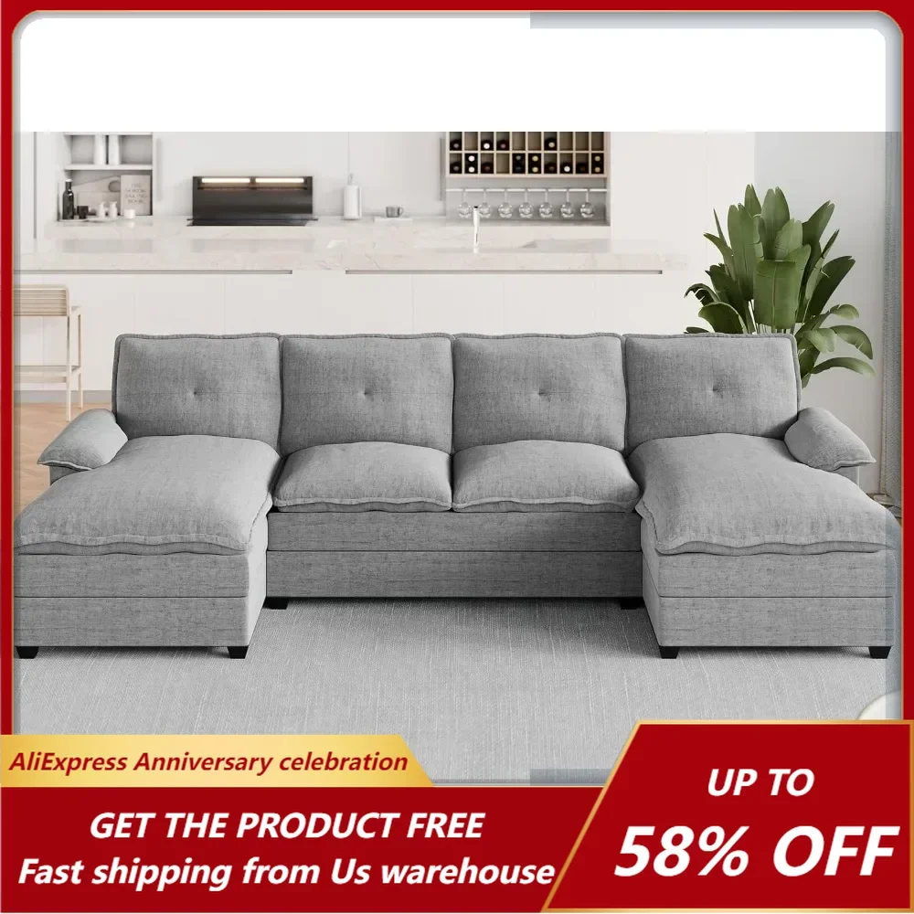 Sectional Couches for Living Room, U-Shaped Sofa Couch with Double Chaise and Removable Pillows, Sectional Sofa 4 Seat Sofa Set
Sectional Couches for Living Room, U-Shaped Sofa Couch with Double Chaise and Removable Pillows, Sectional Sofa 4 Seat Sofa Set