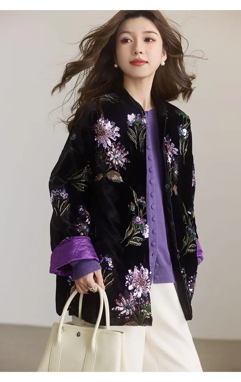 Autumn Winter New Chinese Sle Retro National Trendy Embroidered Bead Loose Warm Heavy Velvet Cotton Jaet Women
Autumn Winter New Chinese Sle Retro National Trendy Embroidered Bead Loose Warm Heavy Velvet Cotton Jaet Women